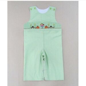 Green Scarecrow Thanksgiving Smocked Longall